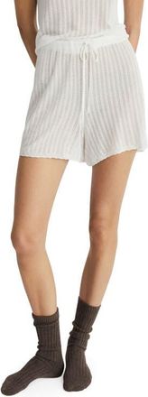 Mango Pointelle Pajama Shorts in White at Nordstrom, Size Medium