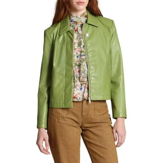 Avec Les Filles Faux Leather Jacket in Green at Nordstrom, Size Xx-Small