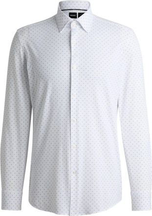 BOSS Slim-fit shirt in geometric-print performance-stretch fabric