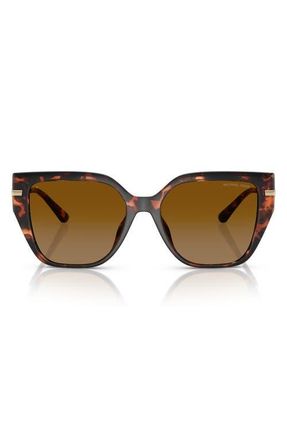 Michael Kors St. Barths 54mm Polarized Square Sunglasses in Luggage Tortoise/Brown Polar at Nordstrom