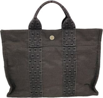 Herm&egrave;s Gray Nylon Tote Bag (Pre-Owned)