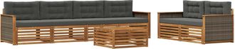 vidaXL Conjunto De Sof&aacute;s De Exterior 7 Uds. Natural Y Antracita Vidaxl