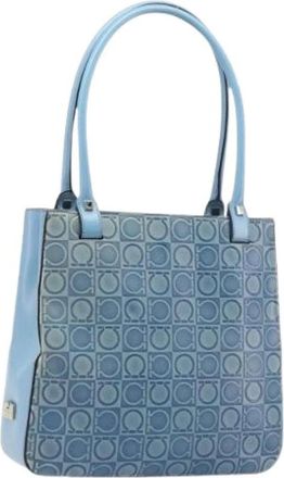 Ferragamo Pre-owned Tote Bag - Dames - Vintage Handtas - Blauw - ONE Size - Leer - Vintage