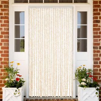 Berkfield Home Fly Curtain Beige & White 100x230 cm Chenille