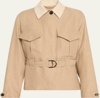 Loro Piana Dillon Belted Antigua Linen Field Jacket