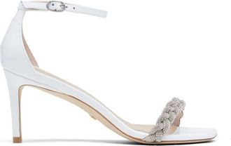 Stuart Weitzman Ladies White Nudistcurve 75 Highshine Sandals, Brand Size 37 ( US Size 6.5 )
