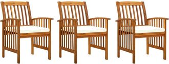vidaXL Vidaxl - Sillas De Comedor Jard&iacute;n 3 Uds Con Cojines Madera Maciza Acacia