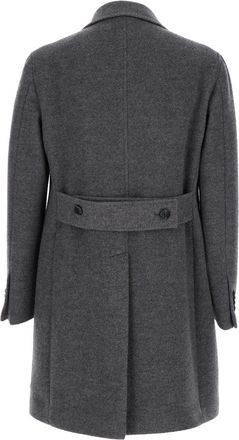 Tagliatore Mens Grey Double-Breasted Wool And Cashmere Coat Virgin