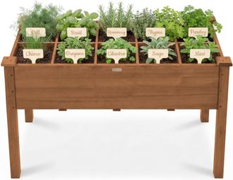 Best Choice Products Raised Garden Bed Planter Box - Elevated Wooden Herb Vegetable Planter, 10 Grid Sections