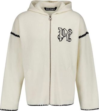 Palm Angels Heren, Sweatshirts & Hoodies, Wit, Maat: S Wol