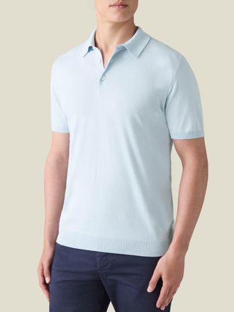 Luca Faloni Light Blue Cotton (Knitted) Knitted Polo