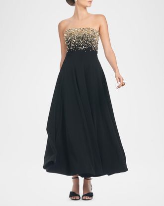 Sachin & Babi Bettany Strapless Embellished Crepe Gown