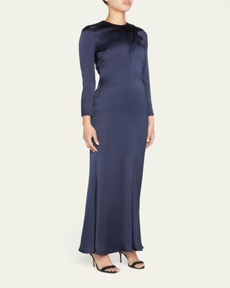 Giorgio Armani Crystal-Trim Silk Trumpet Gown