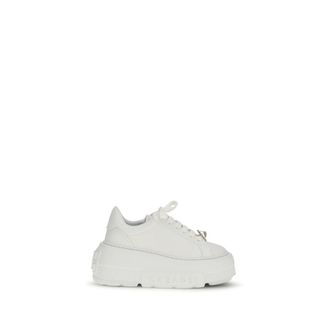 Casadei White Calf Leather Bos Taurus Platform Womens Sneakers
