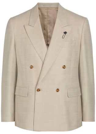 Lardini Double-breasted Wool and Silk-blend Blazer - Cream - 52 (UK42 / XL)