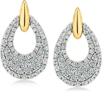 Ross-Simons Lab-Grown Diamond Oval Drop Earrings in 18kt Gold Over Sterling