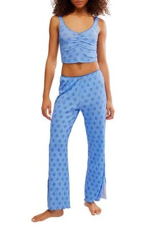 Free People Fresh in Love Pointelle Pajamas in Cornflower Blue Comb at Nordstrom Rack, Size Large