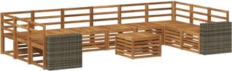 vidaXL Conjunto De Sof&aacute;s De Exterior 11 Uds. Natural Vidaxl
