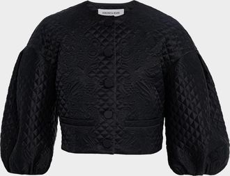 Veronica Beard Drake Quilted Balloon-Sleeve Jacket