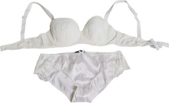 Dolce & Gabbana Wit Zijden Stretch Balconette Lingerie Set - Dames - Ondergoed - Wit - XS - Katoen - Ondergoed