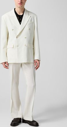 Ernest W. Baker Mens Banker-stripe white flared pant