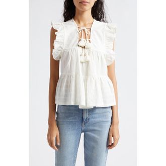Mille Chelsea Ruffle Cotton Blend Top in Casablanca at Nordstrom Rack, Size X-Large