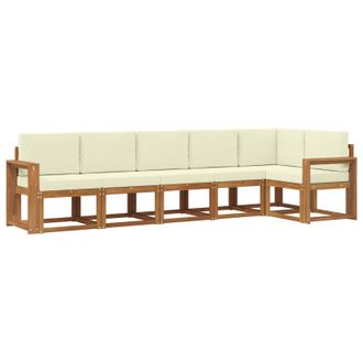vidaXL Conjunto De Sof&aacute;s De Exterior Con Coj&iacute;n 6 Pcs Natural Y Crema Vidaxl