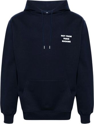 Dr&ocirc;le de Monsieur Hoodies & sweatvesten, Heren, Blauw, L, Katoen, Slogan-print Katoenen Hoodie