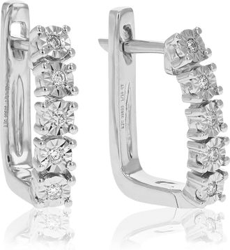 Vir Jewels 1/10 cttw Lab Grown Diamond Hoops Earrings in Sterling Silver With Clip On Backs For Women