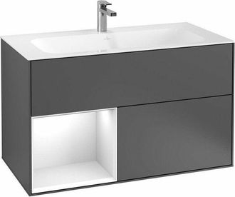 Villeroy & Boch Villeroy&boch - Finion, Muebles De Ba&ntilde;o, 996 X 591 X 498 Mm, Angular, Con Estanter&iacute;a (iluminada), Modelo Suspendido, En Madera, Iluminaci&oacute;n Led, 1x Le