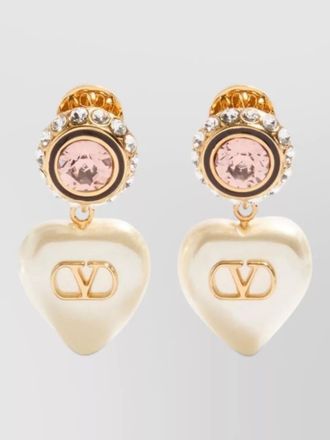 Valentino Garavani vlogo signature heart pearl drop earrings