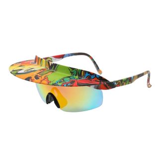 Generic Glasses for Riding - Sun Visor Frame Sunglasses - Protective Mirrored Lens, Fashionable Sports Shades for Biking Backpacking Camping Fishing Driving H