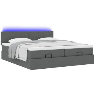 vidaXL Estructura Cama Otomana Colchones Tela Gris Oscuro 160x200 Cm Vidaxl