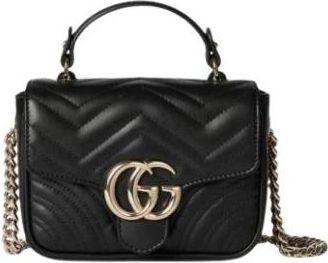 Gucci GG Marmont Mini Top Handle Bag - Dames - Mini tas - Zwart - ONE Size - Leer - Tassen
