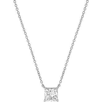LuvMyJewelry Princess Charm 14K Gold Lab Grown Diamond Necklace - 1.50 ct in 14K White Gold at Nordstrom