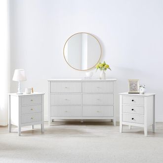 Melody Maison Large Chest Of Drawers & Pair Of Bedside Tables - Hales White Range