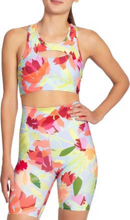 Nicole Miller Cut Out Racerback Sports Bra In Oasis Light Blue