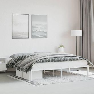 Berkfield Home Metal Bed Frame without Mattress White 200x200cm | Size: 200x200 cm