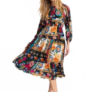 Johnny Was Brona Floral Silk Midi Dress In Eirene