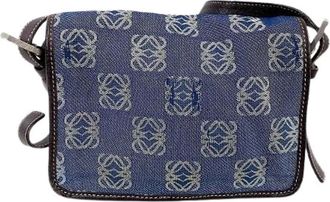 Loewe Pre-owned Cross Body Bags, female, Blue, Size: ONE SIZE Pre-owned Denim Shoulder Bag