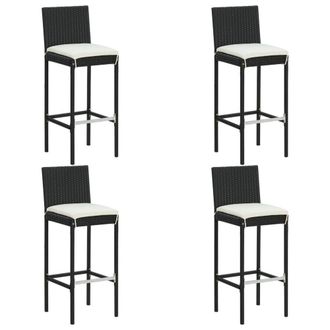 Berkfield Home 5 Piece Garden Bar Set with Cushions Poly Rattan Black