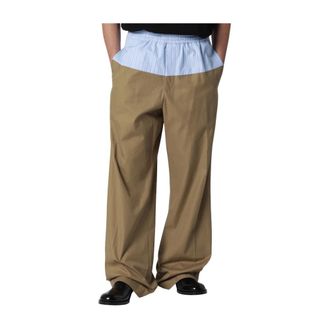 Dries Van Noten Trousers with contrasting waistband - male - Dries Van Noten - Wide Trousers - Brown - M - Trousers