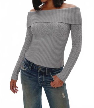Frankies Bikinis Jazz Off The Shoulder Knit Sweater In Cloud Cover