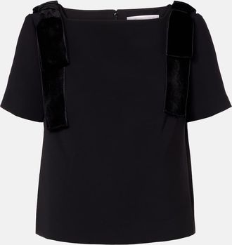 Carolina Herrera Top in cr&ecirc;pe con velluto