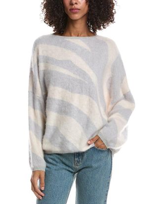 Brodie Brushed Zebra Crewneck Cashmere Sweater