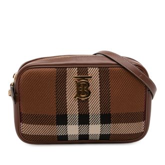 Burberry Pre-owned Womens Small Knitted Check Lola Camera Bag - Brown Textile - One Size
