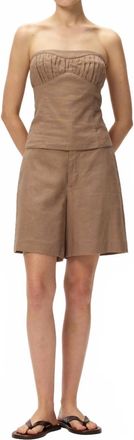 Elodie Mavi Linen Tube Top In Mocha