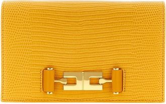 Elisabetta Franchi Pochette in Pelle Effetto Coccodrillo - - Bags - Donna - Giallo - ONE SIZE