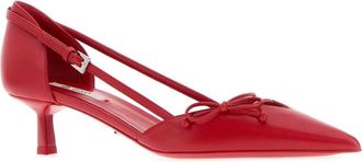 Prada Womens Decollete Pump Red Leather