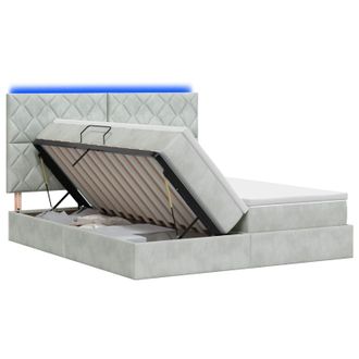 vidaXL Cama De Almacenamiento Led Con Colch&oacute;n Gris Claro 180 X 200 Cm Vidaxl